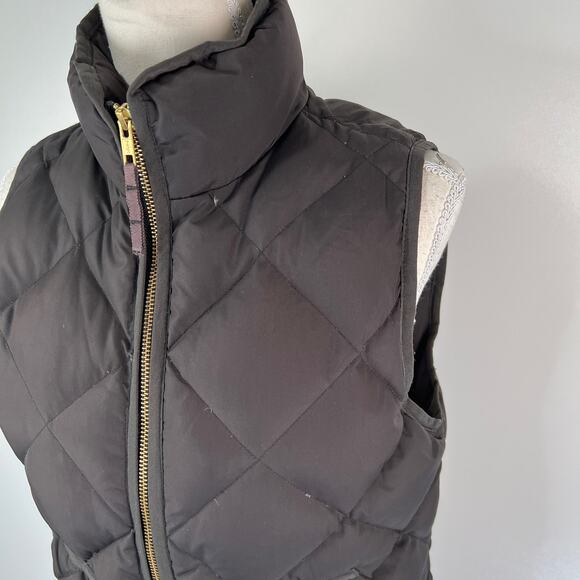 J. Crew Excursion Quilted Down Vest Black High Collar Heritage 49194 - Picture 4 of 9